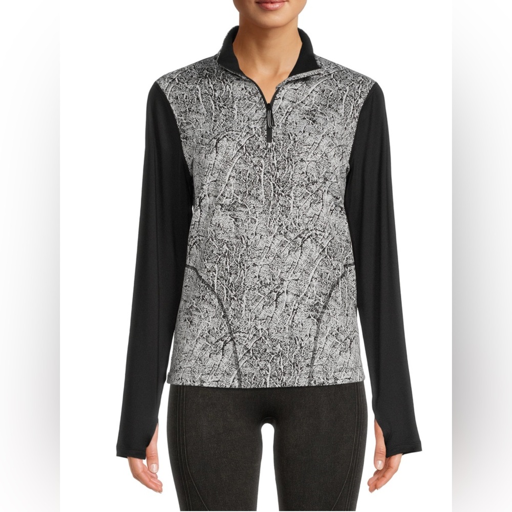 Avia Women’s Brushed 3/4 Zip Top Black and White. Size Small. NWT.